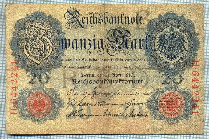 388 BANCNOTA - GERMANIA - 20 MARK - anul 1914 -SERIA 6442241 -starea care se vede