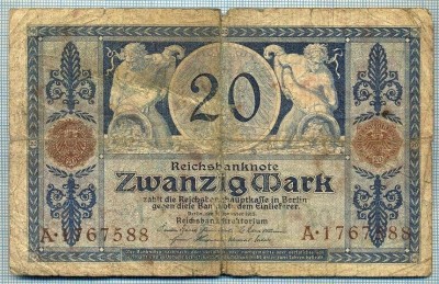 450 BANCNOTA - GERMANIA - 20 MARK - anul 1915 -SERIA 1767588 -starea care se vede foto