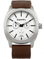 Superdry SYG104T Herren-Multifunktion 3ATM Leder dunkelbraun 45mm foto