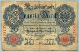 446 BANCNOTA - GERMANIA - 20 MARK - anul 1914 -SERIA 8927286 -starea care se vede