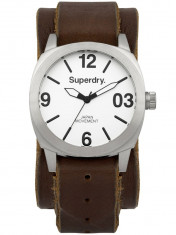 Superdry SYG101TW Herren ZB silber, braunes Leder 3 ATM 44 mm foto