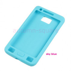 Husa Silicon+Folie Protectie Ecran-Albastru- Samsung Galaxy S2 II I9100- S2 Plus i9105 foto