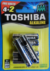 Baterii Alkaline Toshiba Tip AAA | LR03 | R3 | Set 4+2 cadou | 1.5V | Calitate GARANTATA foto