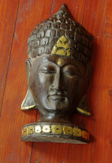 Statueta - cap Budha - Buddha din lemn - piesa deosebita de dimensiune mare !!! foto