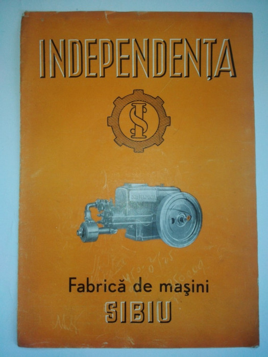 Vechi pliant romanesc FABRICA DE MASINI - INDEPENDENTA SIBIU, perioada comunista
