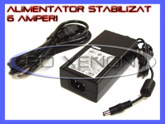 SURSA ALIMENTARE - ALIMENTATOR STABILIZAT 12V - 6 A AMPERI - PENTRU BANDA LED RGB 300 SMD - CABLU 220V INCLUS foto