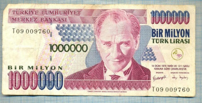 576 BANCNOTA - TURCIA - 1000 000 LIRA - anul 1970(1995) -SERIA 009760 -starea care se vede foto