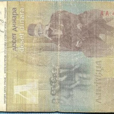 555 BANCNOTA - SERBIA - 10 DINARA - anul 2006 -SERIA 4591832 -starea care se vede