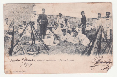 CARTE POSTALA SCRISA - POLA - WAHREND DER RUHEZEIT - ANUL 1907 foto