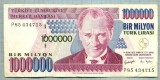 554 BANCNOTA - TURCIA - 1 000 000 LIRA - anul 1970(1995) -SERIA 85 434715 -starea care se vede