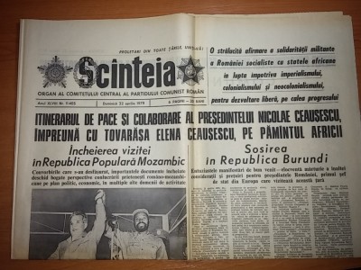 ziarul scanteia 22 aprilie 1979 ( vizita lui ceausescu in mozambic si burundi ) foto