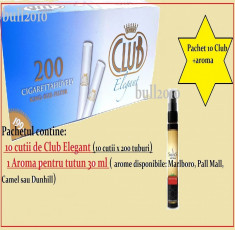 10 cutii tuburi tigari CLUB ELEGANT, albastru 200 tuburi, filtre / cutie + 1 AROMA PENTRU TUTUN 30 ML foto