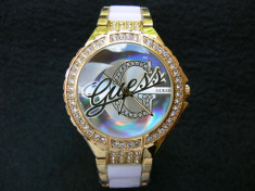 CEAS DAMA GUESS BIG SIGNATURE WHITE CELEBRATING GOLD EDITION-SUPERB-COLECTIE 2014 !-STOC LIMITAT-GARANTIE-CRISTALE-LIVRARE GRATUITA-POZE 100% REALE !! foto