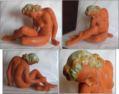 NUD - statueta mare, veche, teracota + email (dimensiuni mari) foto