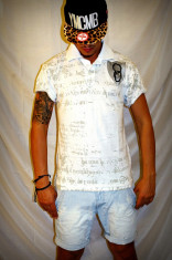 Tricou polo hip hop Mecca white 100% autentic foto