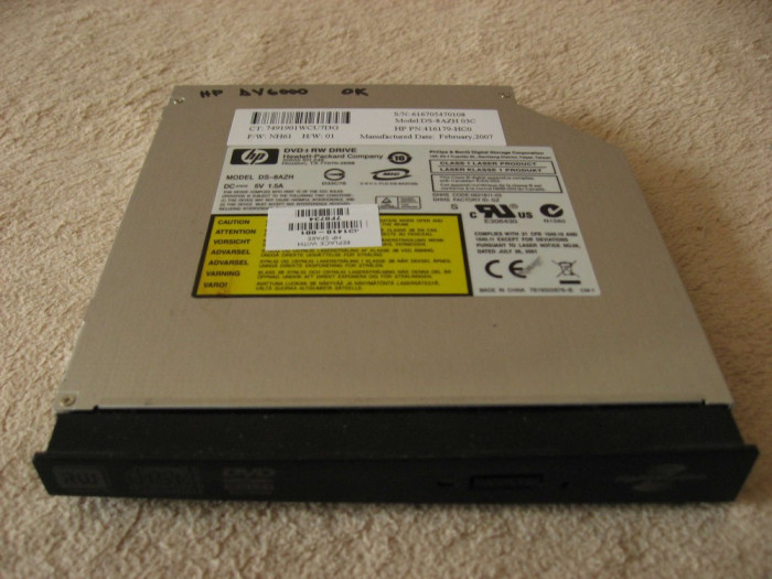 Unitate optica DVD-RW PATA laptop HP Pavilion dv6000, DS-8AZH, 416179-HC0
