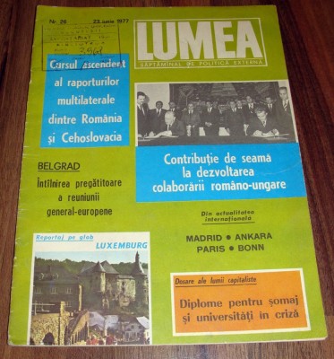 REVISTA &amp;#039;LUMEA&amp;#039; - 23 iunie 1977 foto