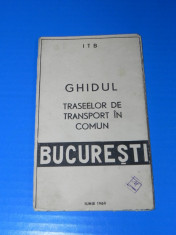 ghidul TRASEELOR DE TRANSPORT IN COMUN BUCURESTI IUNIE 1966. itb foto