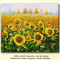 Lan cu floarea soarelui (3) - tablou ulei in cutit - 60x50cm, livrare gratuita 24-48h