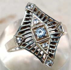 Xmas Sales -- OFF 30%!!! Inel Victorian Style (Ag 925): filigran, AQUAMARINE!!! foto