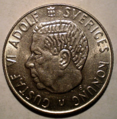 A.214 SUEDIA GUSTAF VI ADOLF 1 KRONA 1965 XF .4 ARGINT 7g foto