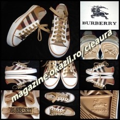 TENISI BEJ NUDE DAMA firma BURBERRY LONDON ESTABLISHED 1856 NEW EDITION TENESI CONVERSI ADIDASI INCALTAMINTE SPORT CASUAL FEMEI foto