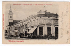 LUGOJ- LUGOS ,CAFENEAUA AMIGO ,BISERICA CATOLICA ,CIRCULAT 1901 foto