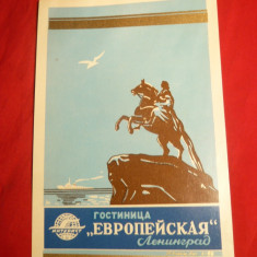 Eticheta- Reclama Turistica- Hotel Europa -Leningrad ,anii '50