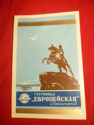 Eticheta- Reclama Turistica- Hotel Europa -Leningrad ,anii &amp;#039;50 foto