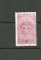 ROMANIA - COROANA REGALA, TIMBRU FISCAL, valoarea de 5 lei, T143 foto