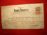 Chitanta pt.Abonament Presa cu Timbru Oficial Franta -pt. Bucuresti 1939