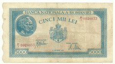 ROMANIA 5000 5.000 LEI 28 Septembrie 1943 P-55 [6] foto