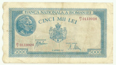 ROMANIA 5000 5.000 LEI 28 Septembrie 1943 P-55 [7] foto