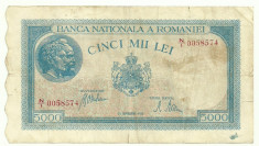 ROMANIA 5000 5.000 LEI 28 Septembrie 1943 P-55 [5] foto