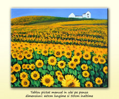 &amp;quot;Lan de floarea soarelui 2&amp;quot; tablou in ulei pe panza 60x50cm, livrare gratuita 24-48h foto