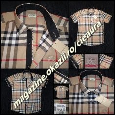 CAMASA BARBATEASCA 3XL BEJ NUDE MANECA SCURTA FIRMA BRAND BURBERRY LONDON REGULAR FIT CAMBRATA IMPRIMEU CLASIC SUPRADIMENSIONAT CAMASI BARBATI XXXL foto