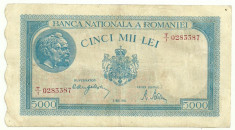 ROMANIA 5000 5.000 LEI 2 MAI 1944 P-55 [1] foto