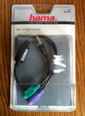 Vand/schimb convertor USB--&amp;amp;gt;2xPS2 pentru tastatura si mouse, marca HAMA, NOU sigilat foto