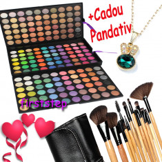 Trusa machiaj farduri fard 180 culori nuante MAC + 15 pensule make up Bobbi Brown + Cadou bijuterie lantisor cu pandativ Iepuras foto