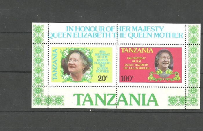 TANZANIA 1985 - ANIVERSARE REGINA ELISABETA, bloc nestampilat, T10