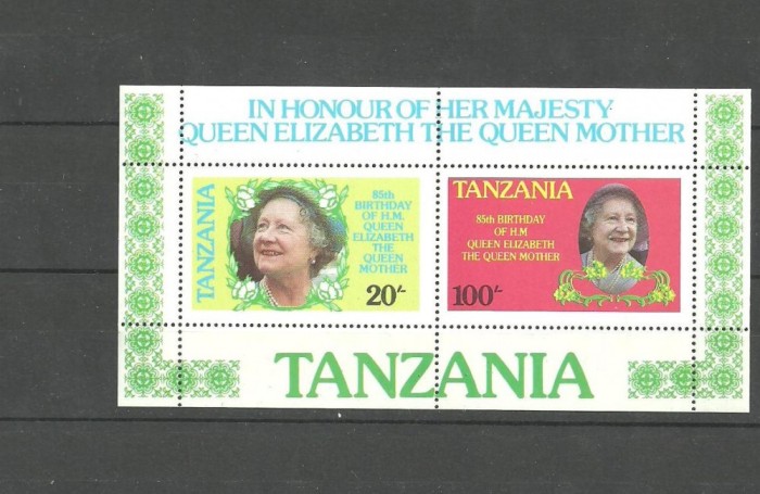 TANZANIA 1985 - ANIVERSARE REGINA ELISABETA, bloc nestampilat, T10