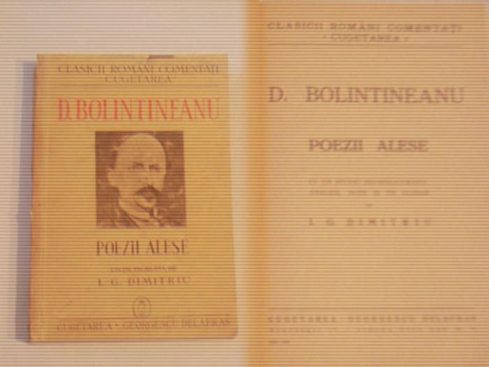 D.BOLINTINEANU - POEZII ALESE - editie ingrijita de I.G.DIMITRIU - Ed.1940