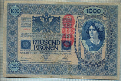 2042 BANCNOTA - AUSTRO-UNGARIA(Deutschosterreich)(scrie si in romana) - 1 000 KRONEN - anul 1902(1919)supratipar -SERIA 88345 -starea care se vede foto