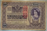 2048 BANCNOTA - AUSTRO-UNGARIA(Deutschosterreich)(scrie si in romana) - 10 000 KRONEN - anul 1918(1919)supratipar -SERIA 40765 -starea care se vede