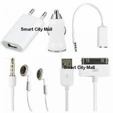 Iphone 4/4s - Pachet 5 in 1 Incarcator Casa/Masina Usb Casti Spliter Audio foto