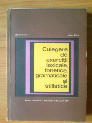 g1 Mihail Andrei-Culegere de exercitii lexicale,fonetice,gramaticale si stilisti foto