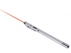 Laser pointer ROSU cu indicator si pix, pentru prezentari si grafice (cu baterii incluse) 3 in 1; expandable pointer and ballpoint pen. CADOUL IDEAL foto
