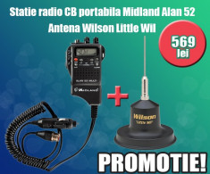 Pachet statie radio CB Alan 52 si antena Wilson Little Wil foto