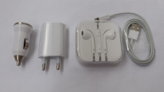 Iphone 5/5s/5c/6/6 + Pachet Accesorii Adaptor Priza/Auto Usb Casti Earpods foto