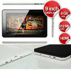 OFERTA TABLETA 9&amp;quot; INCH ALLWINNER A9 MID HDMI DUAL CORE 1.5 GHz 512MB 8GB ANDROID 4.2 3G EXTER + HUSA TIP CARTE foto